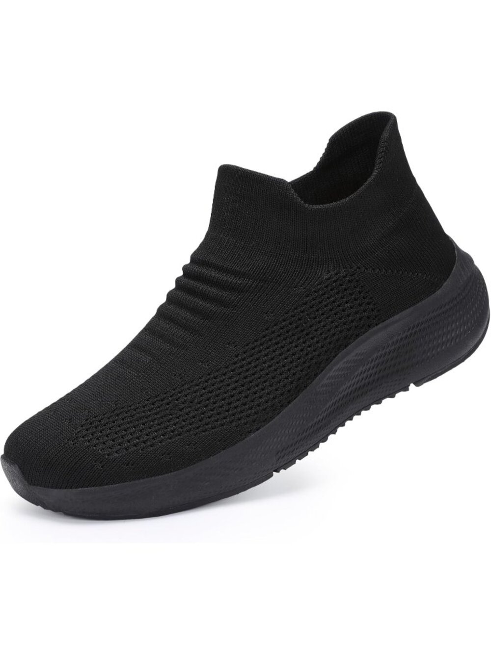 Womens Black Rubber Walking Shoes Comfort Lightweight Sneakers Athletic Shoes